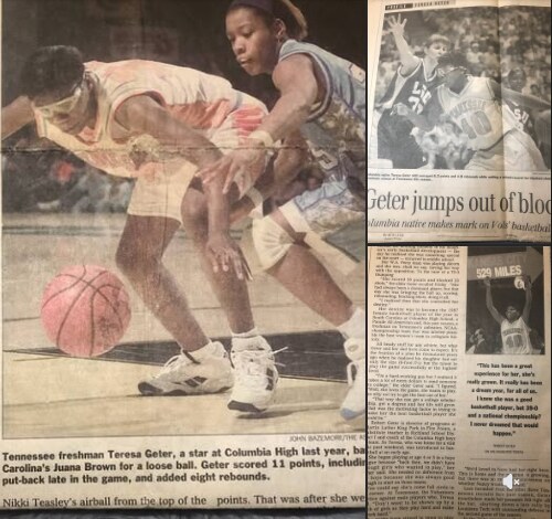 Historic newspaper coverage from Teresa Geter's playing career